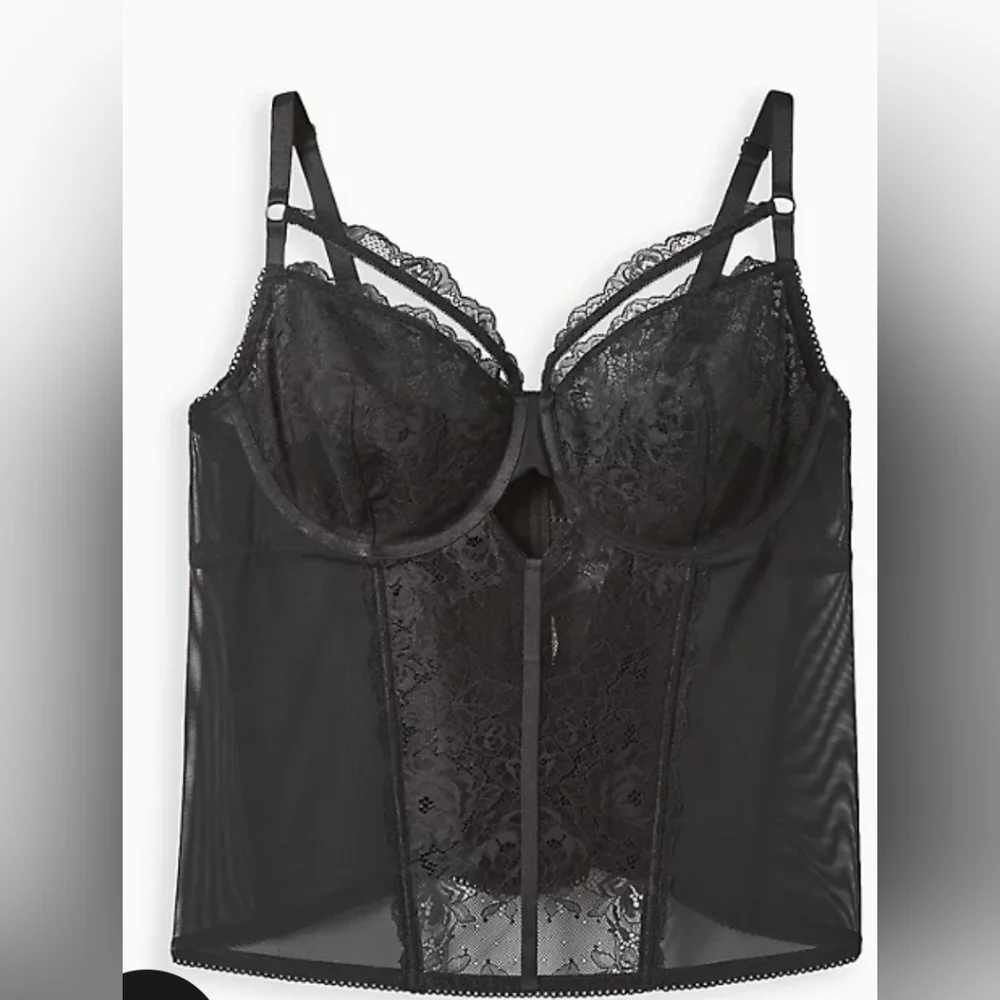 TORRID CURVE COLLECTION STRAPPY UNDERWIRE BUSTIER: LACE BLACK: NWT SZ 1